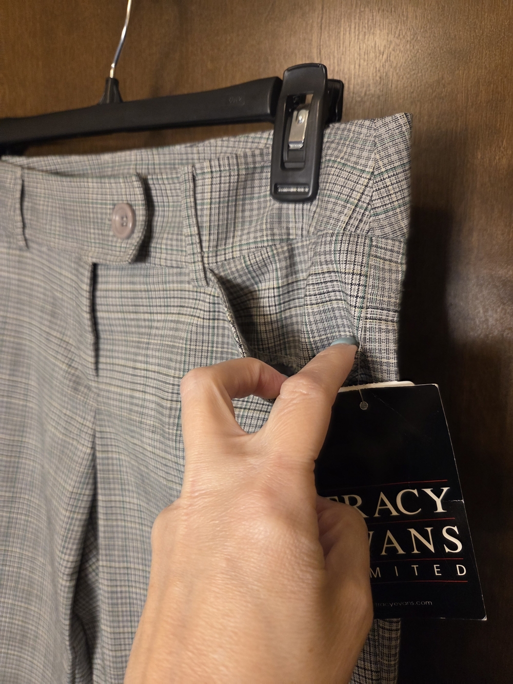 Grey Plaid Bermuda Shorts NWT - Picture 7 of 15